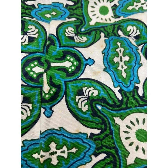 Vintage Old Navy Wooden Frame Clutch Bag With Green & Blue Floral Pattern - Picture 4 of 6